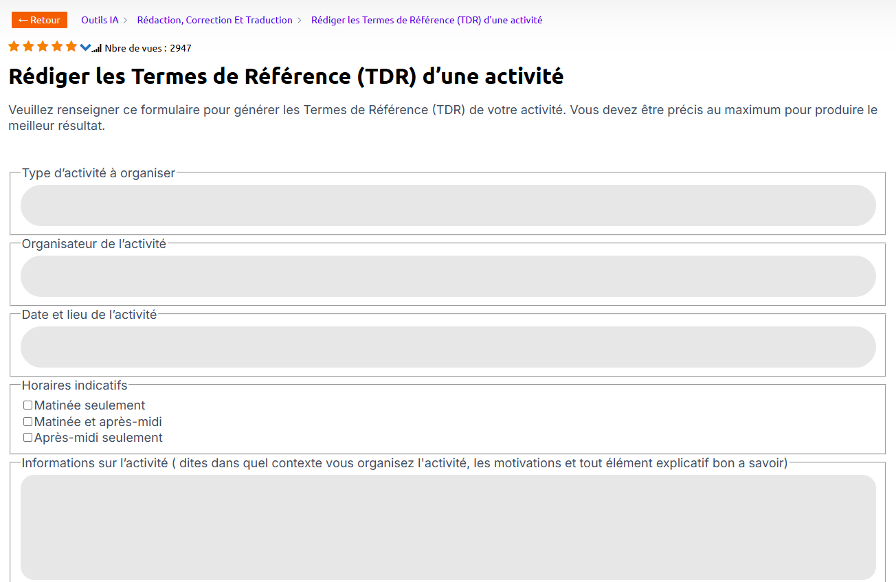 Comment rédiger les TDR d’une activité avec l’IA